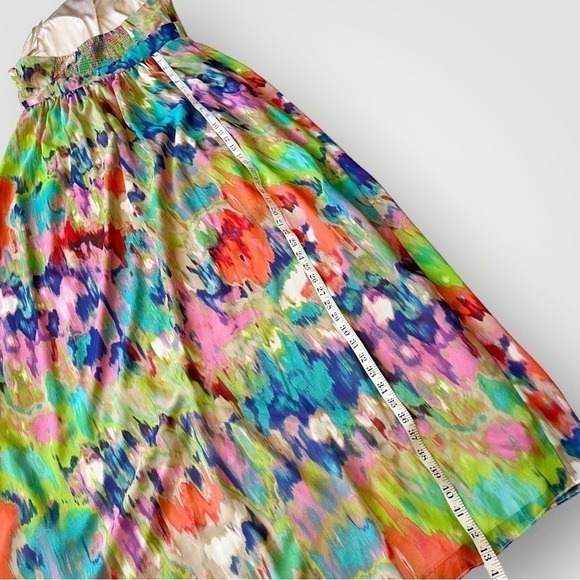 Eliza J Maxi Dress High Neck Halter Tie Rainbow Tie Dye 8 - Picture 12 of 13